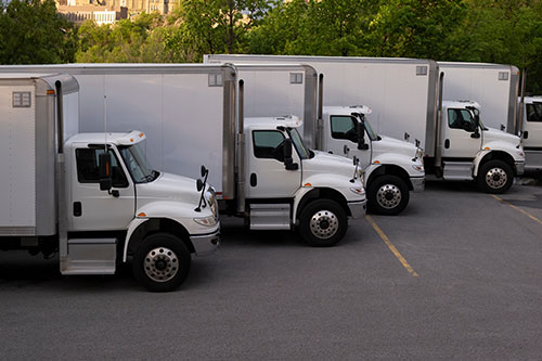 Fleet maintenance cargo trucks parks while waiting for the service maintenance | Mast Service Center